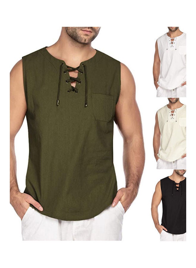 Generic - Casual Summer Men Solid Colour Sleeveless V Neck T-shirt Black - Image 1
