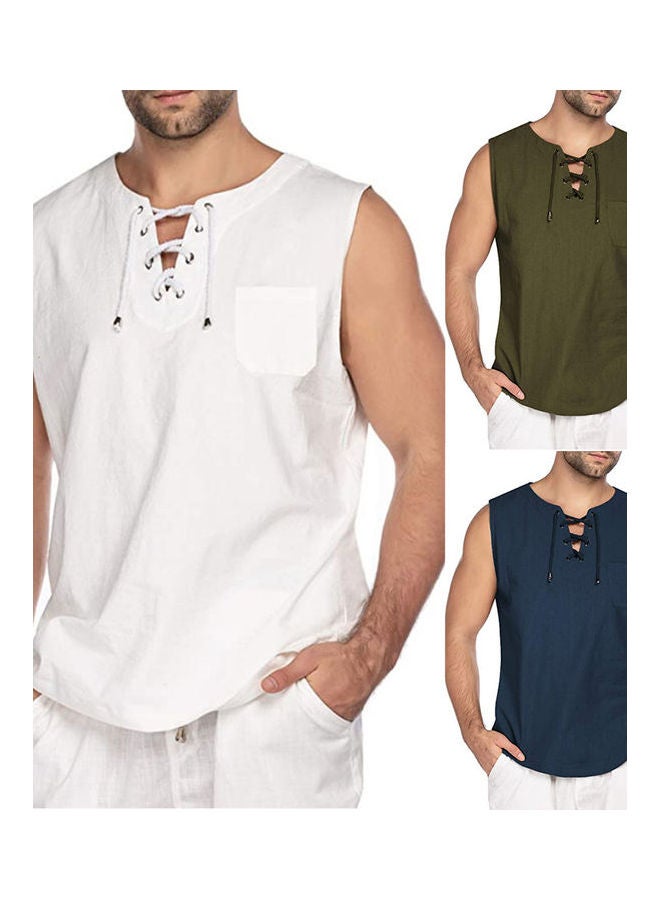Generic - Casual Summer Men Solid Colour Sleeveless V Neck T-shirt Black - Image 1