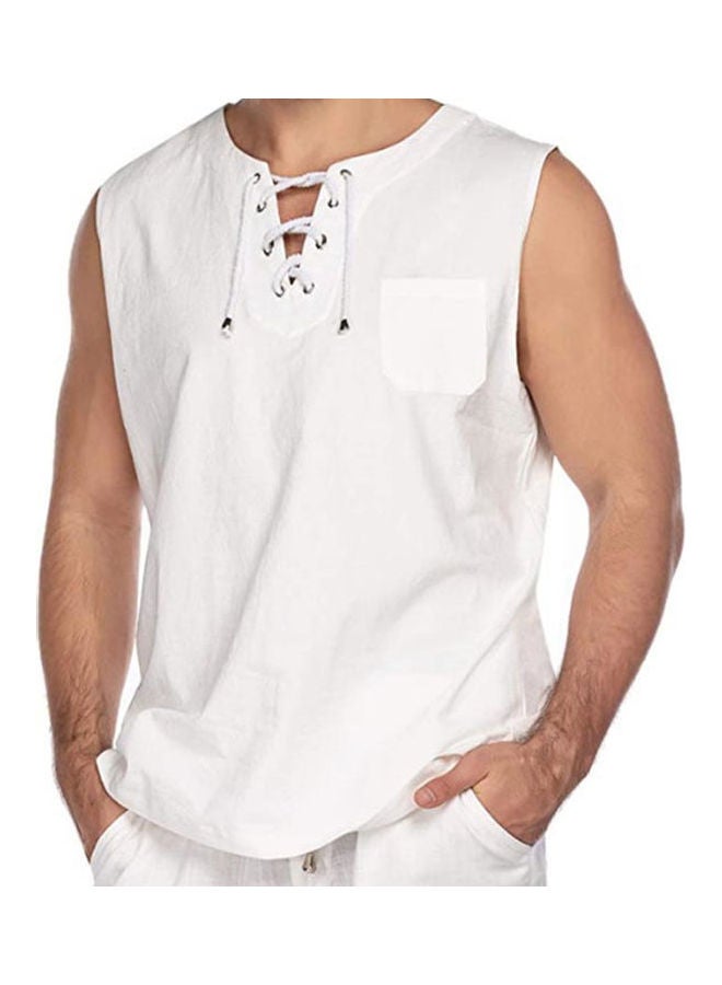 Generic - Casual Summer Men Solid Colour Sleeveless V Neck T-shirt Black - Image 1