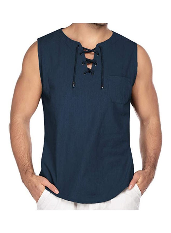 Generic - Casual Summer Men Solid Colour Sleeveless V Neck T-shirt Black - Image 1