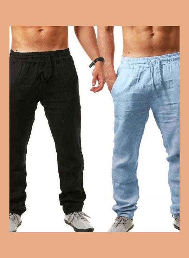 بنطال طويل برباط قابل للتهوية للرجال بلون سادة أبيض - Image 4