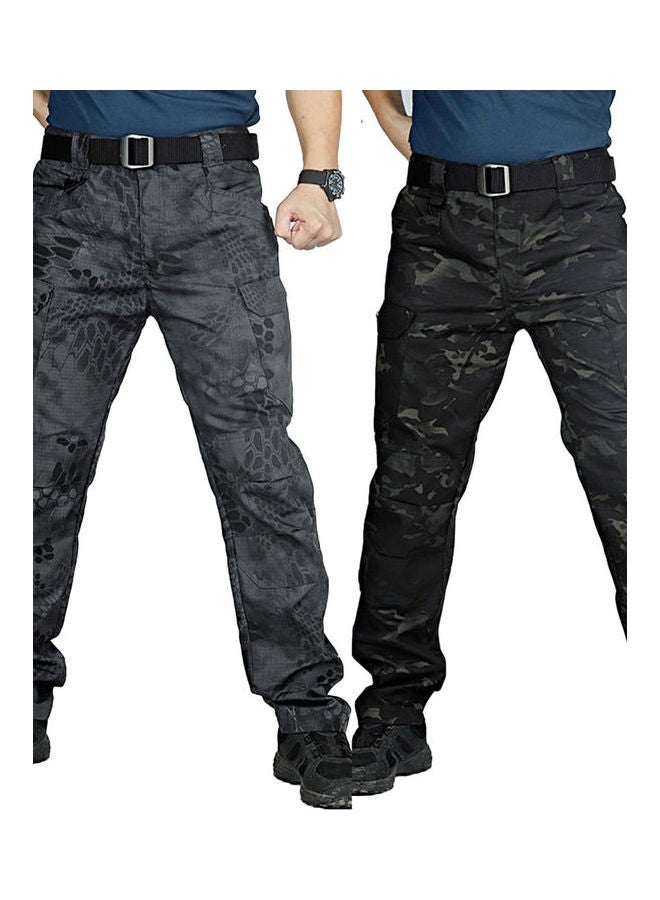 Men Camo Multi-Pockets Tactical Trousers Cargo Pants Black Camouflage  - Image 2