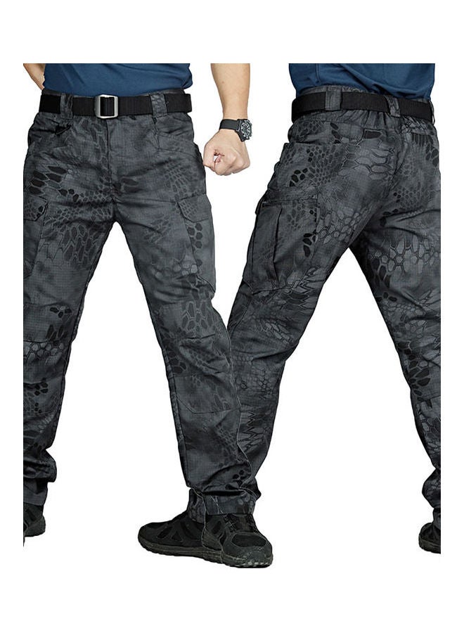 Men Camo Multi-Pockets Tactical Trousers Cargo Pants Black Camouflage  - Image 3