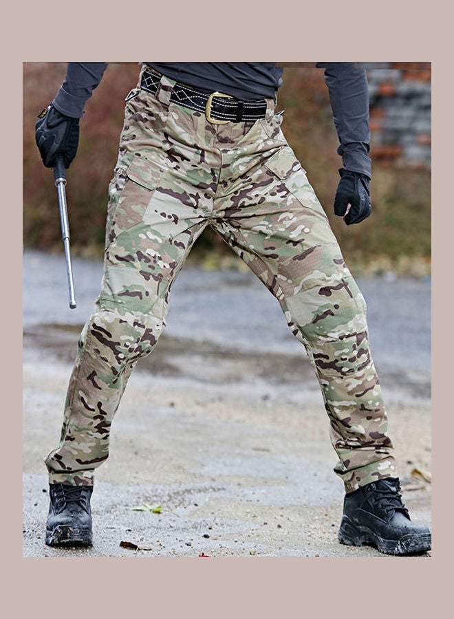 Men Camo Multi-Pockets Tactical Trousers Cargo Pants Black Camouflage  - Image 1