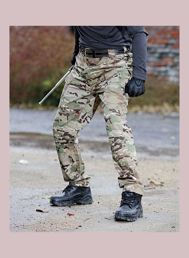 Men Camo Multi-Pockets Tactical Trousers Cargo Pants Black Camouflage  - Image 5