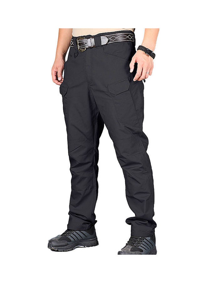 Men Solid Colour Quick Dry Cargo Pants Trousers Black  - Image 1