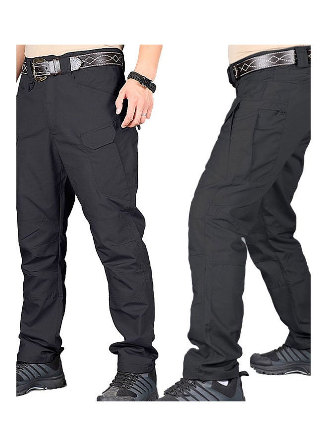 Men Solid Colour Quick Dry Cargo Pants Trousers Black  - Image 3