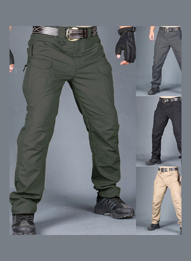 Men Solid Colour Quick Dry Cargo Pants Trousers Black  - Image 4