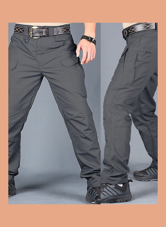 Men Solid Colour Quick Dry Cargo Pants Trousers Black  - Image 5