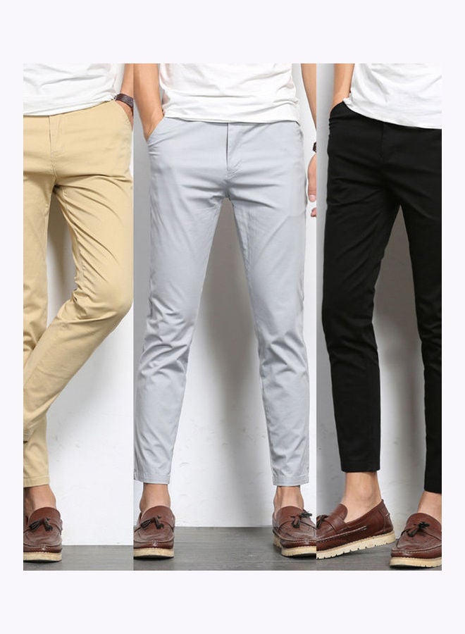 Men Casual Thin Long Straight Trousers Suit Pants Black  - Image 2