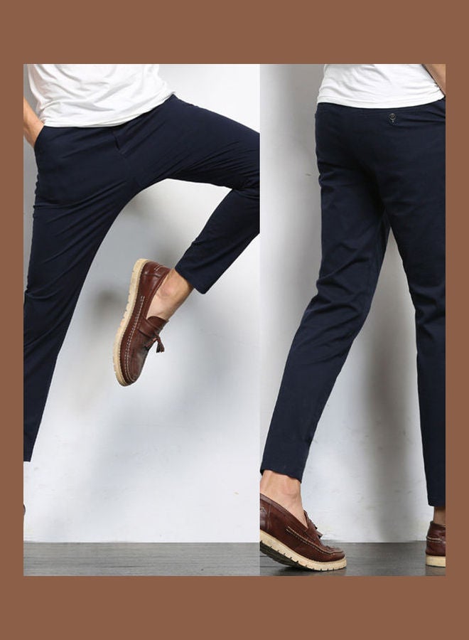 Men Casual Thin Long Straight Trousers Suit Pants Black  - Image 3