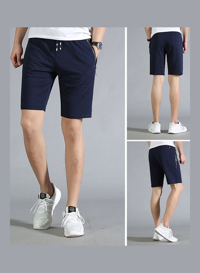 Men Summer Drawstring Pockets Sport Pants Beach Shorts Black - Image 2
