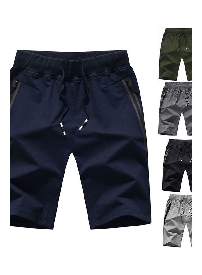 Men Summer Drawstring Pockets Sport Pants Beach Shorts Black - Image 4