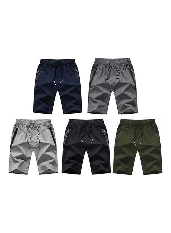 Men Summer Drawstring Pockets Sport Pants Beach Shorts Black - Image 5