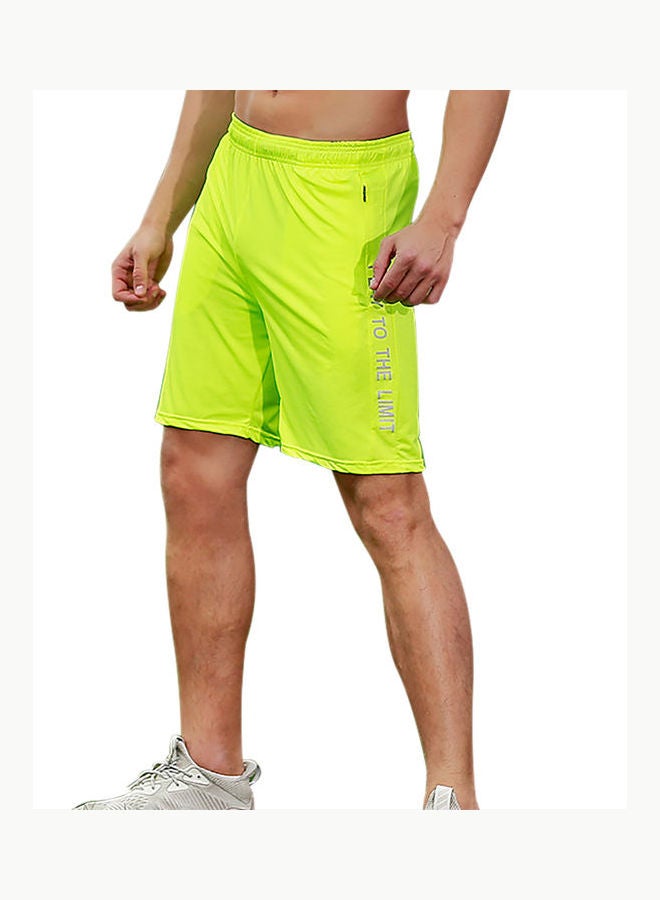 Quick Dry Elastic Sports Shorts Flourescent Green  - Image 1