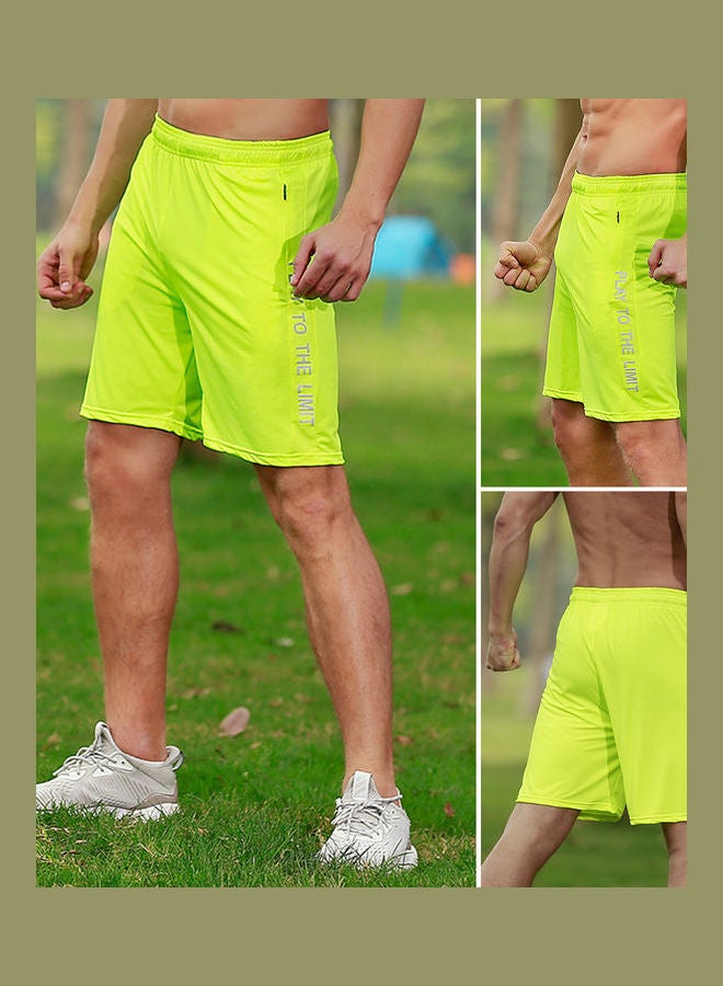 Quick Dry Elastic Sports Shorts Flourescent Green  - Image 2