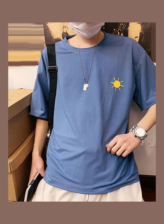Breathable Loose T-Shirt Blue - Image 2