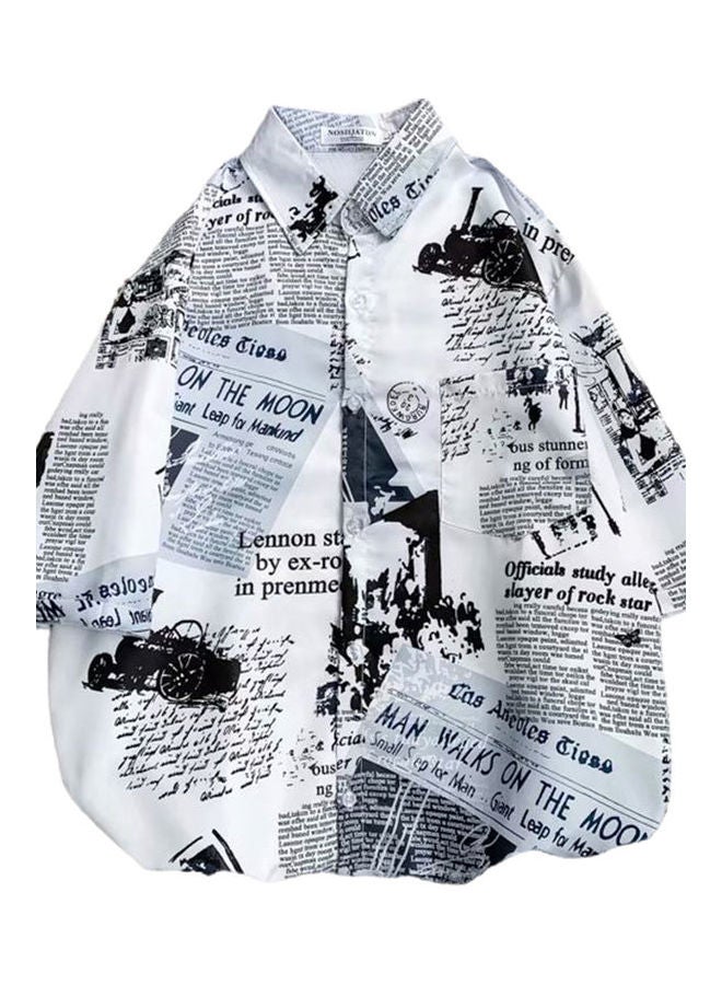 Printed Loose Fit Shirt White/Black 