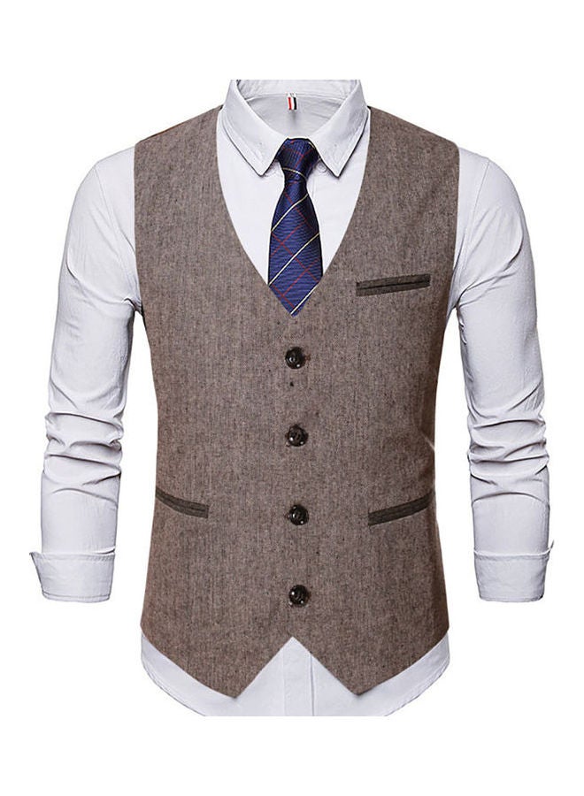 صدرية بأزرار بلون القهوة - Image 3