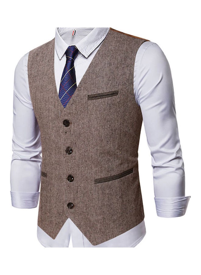 صدرية بأزرار بلون القهوة - Image 4