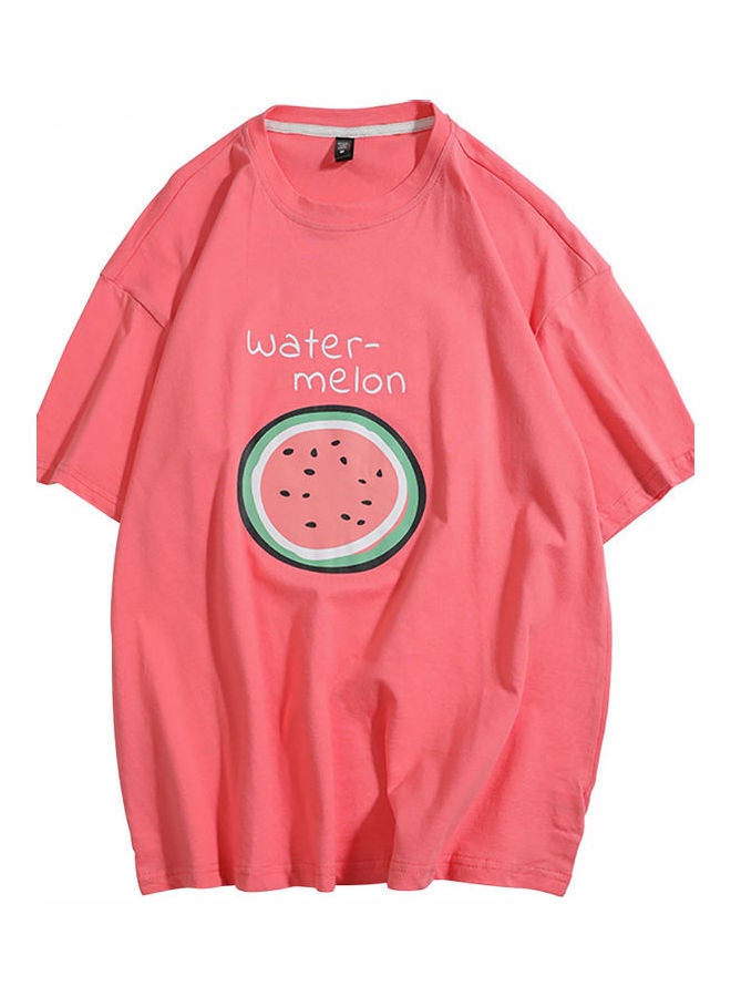 تيشيرت بطبعة بطيخ وردي/ أخضر