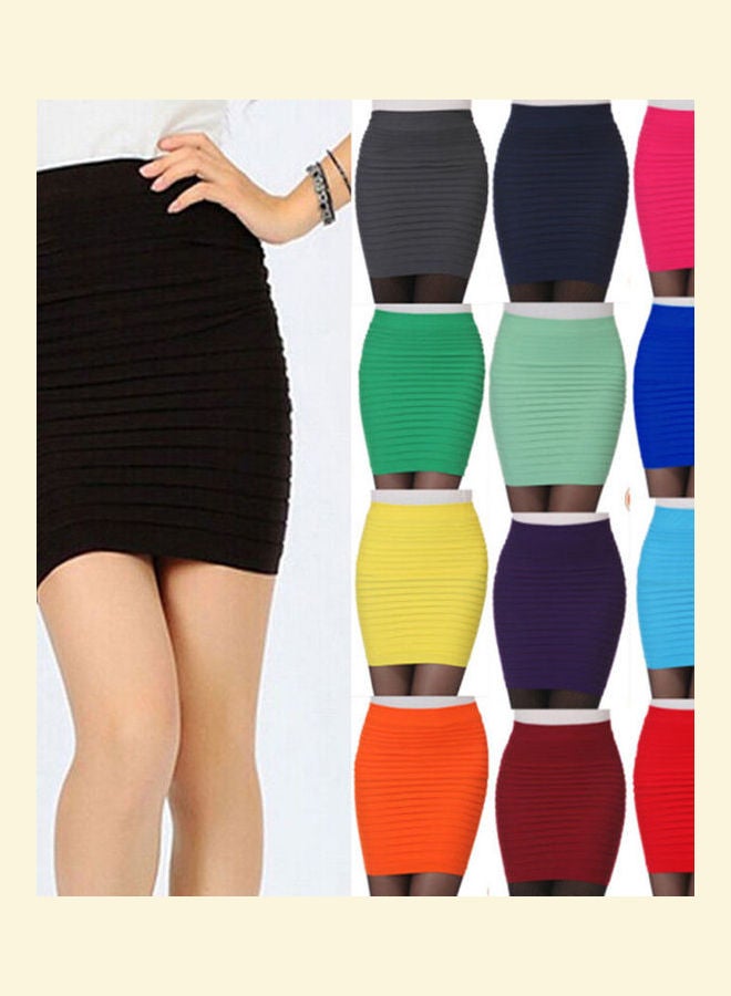 Generic - Ladies Fashion Pencil Pleated Tuck Bodycon Mini Short Skirt Yellow - Image 1