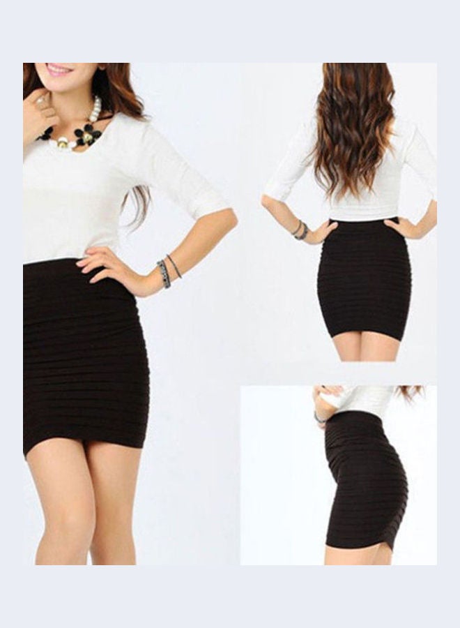 Generic - Ladies Fashion Pencil Pleated Tuck Bodycon Mini Short Skirt Yellow - Image 1