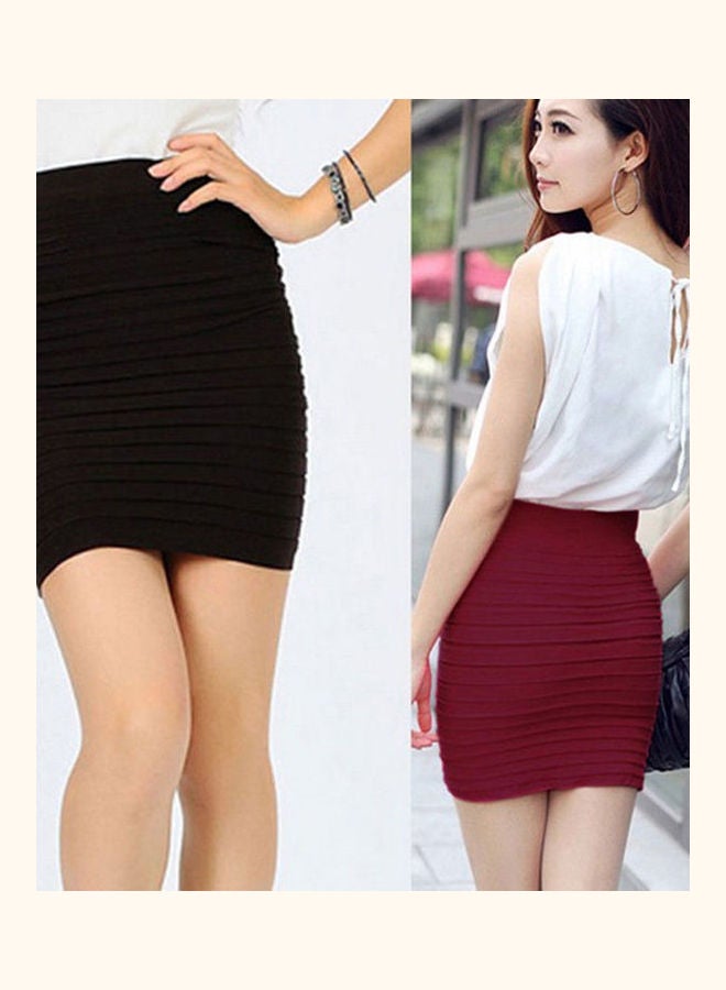 Ladies Fashion Pencil Pleated Tuck Bodycon Mini Short Skirt Meired - Image 3