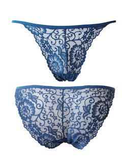 Generic Women's Fashion Lace G-String Panties Blue 