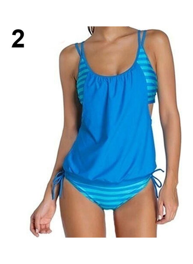 Striped  Swim Wear Blue  - Image 1