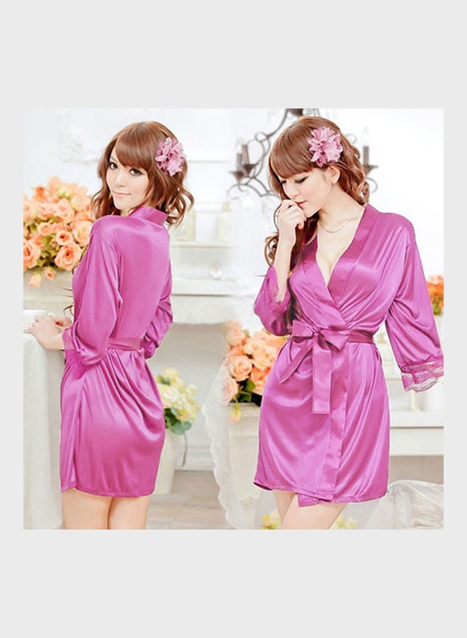 Front Belted Nightgown Pajamas Purple - Image 2