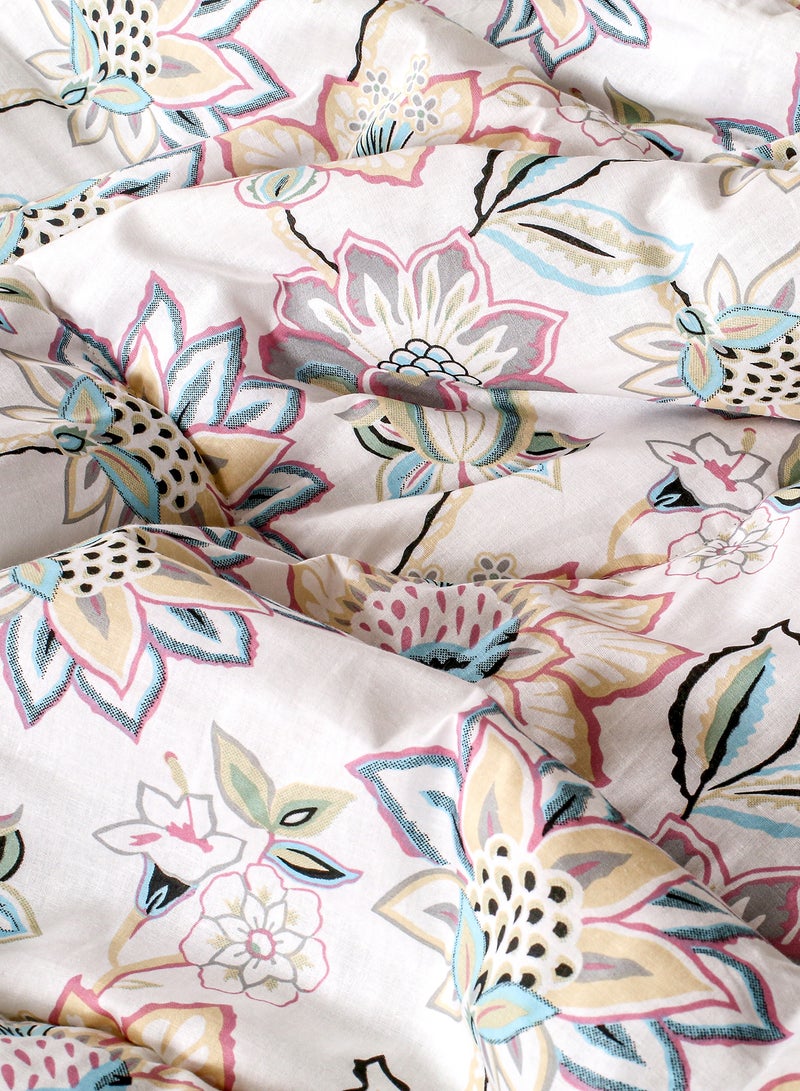 Amal Comforter Set Twin Size All Season Everyday Use Bedding Set 100% Cotton 3 Pieces 1 Comforter 150x200 cm, 1 Pillow Cover 50x75 cm, 1 Cushion Cover 40x40 cm White/Pink/Beige Cotton Twin Cotton White/Pink/Beige Twin - Image 3