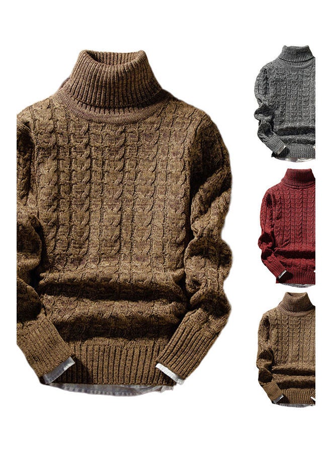 Casual Winter Turtle Neck Long Sleeve Twist Slim Knitted Sweater multicolour  - Image 2