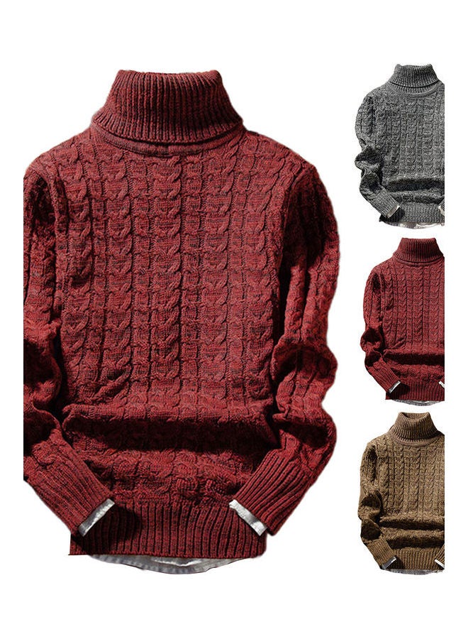 Casual Winter Turtle Neck Long Sleeve Twist Slim Knitted Sweater multicolour  - Image 4