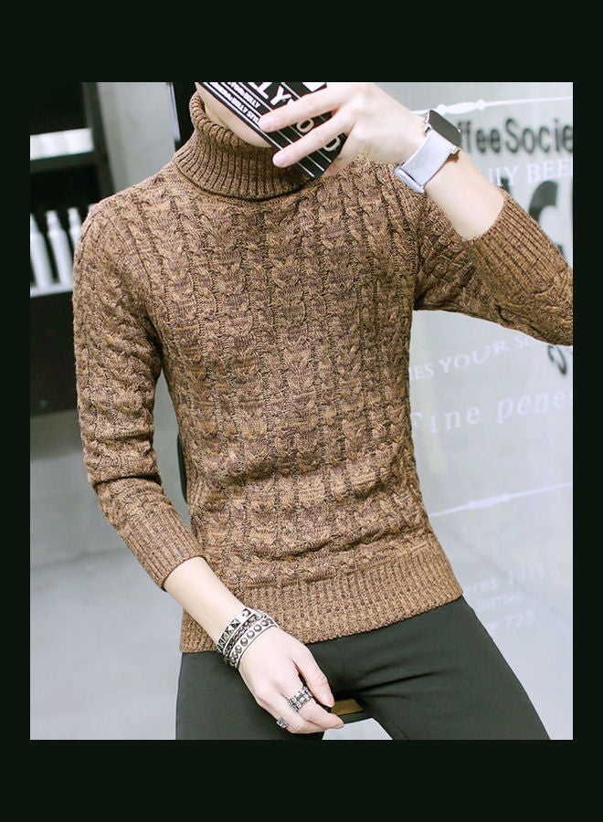 Casual Winter Turtle Neck Long Sleeve Twist Slim Knitted Sweater multicolour  - Image 5