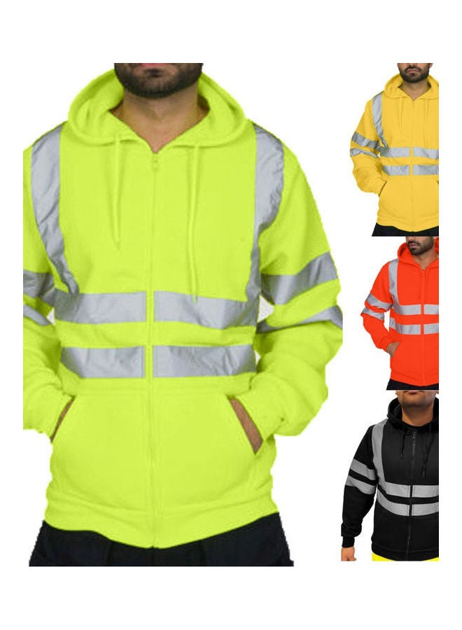 Winter Pocket Zip Fleece High Visibility Sanitation Worker Warm Hooded Coat multicolour  - Image 1