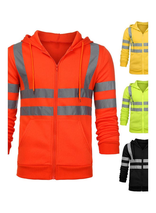 Winter Pocket Zip Fleece High Visibility Sanitation Worker Warm Hooded Coat multicolour  - Image 2