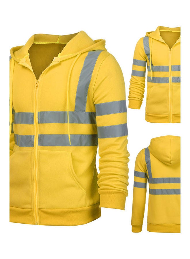 Winter Pocket Zip Fleece High Visibility Sanitation Worker Warm Hooded Coat multicolour  - Image 3