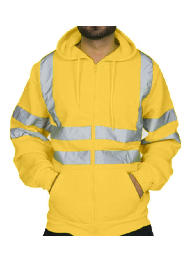Winter Pocket Zip Fleece High Visibility Sanitation Worker Warm Hooded Coat multicolour  - Image 4