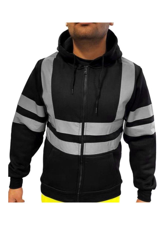 Winter Pocket Zip Fleece High Visibility Sanitation Worker Warm Hooded Coat multicolour  - Image 5