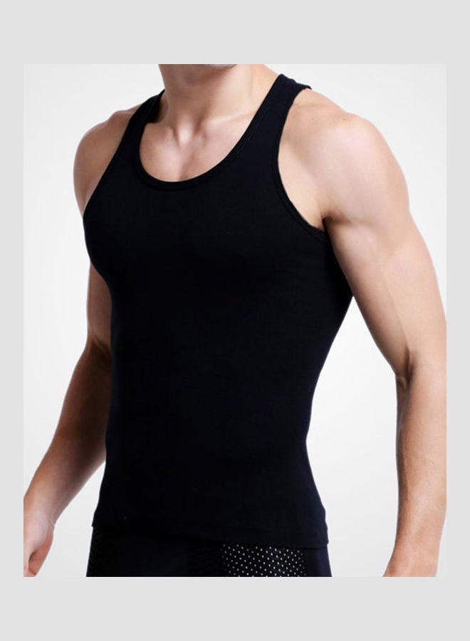 3 Pieces Of Casual Solid Color Slim Fitness Tank Top Vest Undershirts multicolour  - Image 3