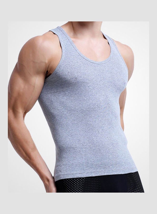 3 Pieces Of Casual Solid Color Slim Fitness Tank Top Vest Undershirts multicolour  - Image 5