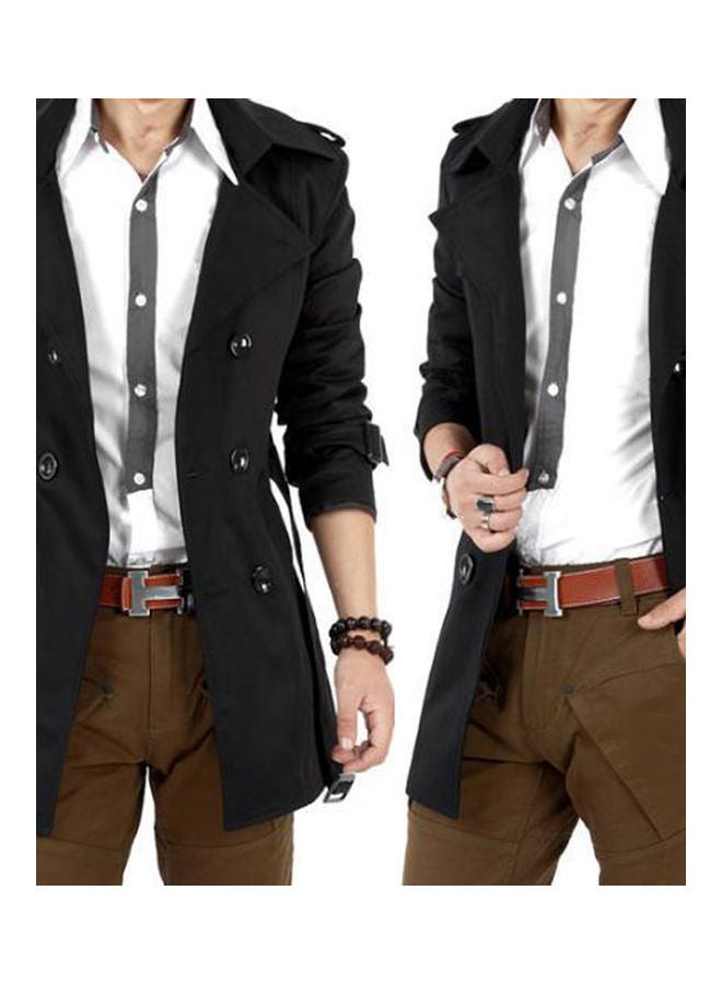 Winter Fashion Long Sleeve Lapel Collar Double-Breasted Slim Fit Coat Jacket multicolour  - Image 2