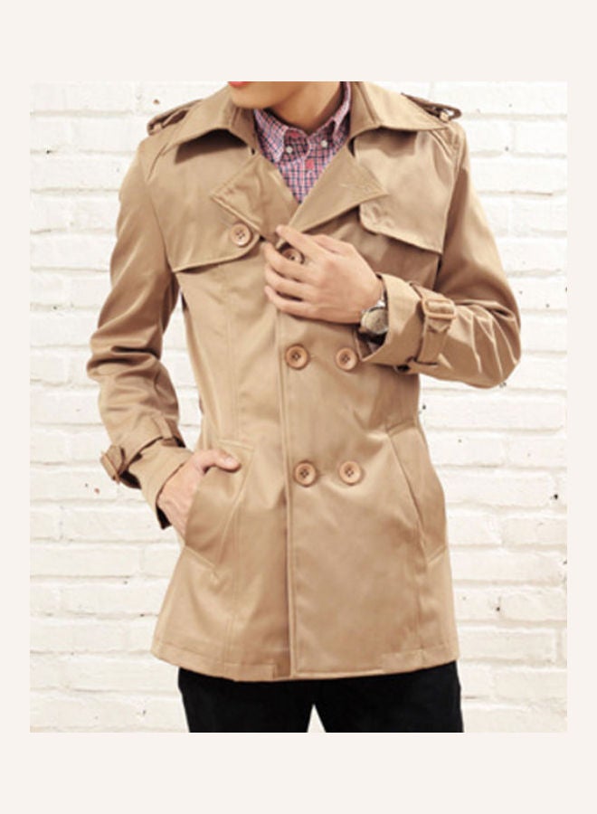 Winter Fashion Long Sleeve Lapel Collar Double-Breasted Slim Fit Coat Jacket multicolour  - Image 4