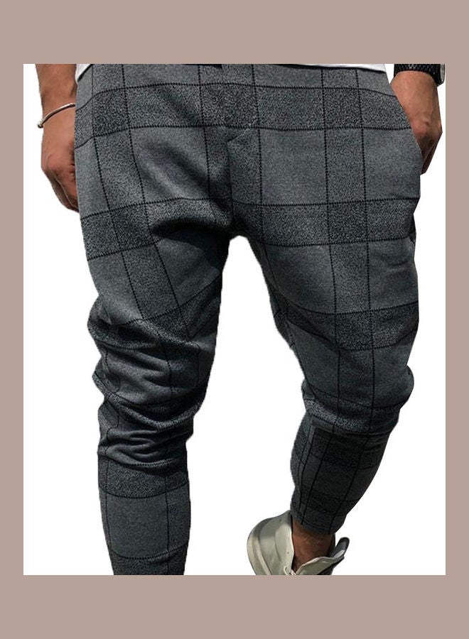 Fashion 3D Plaid Print Pocket Trousers Pencil Pants Casual Sports Gym Wear multicolour  - Image 1