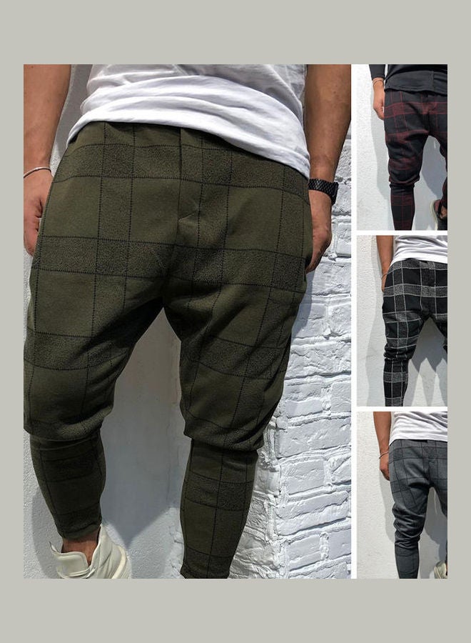 Fashion 3D Plaid Print Pocket Trousers Pencil Pants Casual Sports Gym Wear multicolour  - Image 2