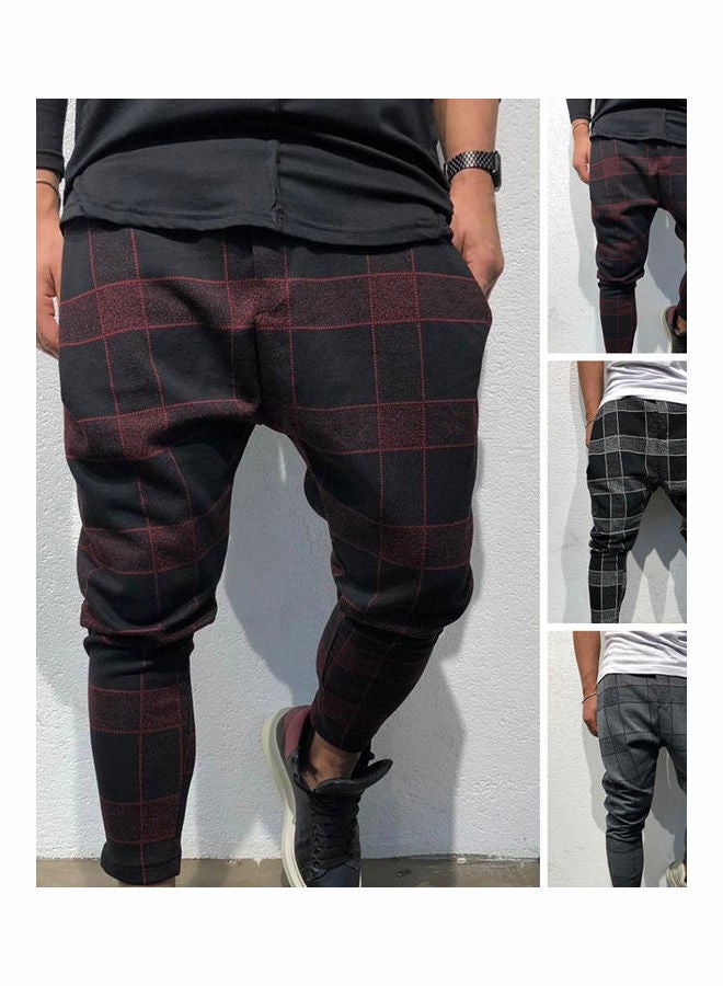 Fashion 3D Plaid Print Pocket Trousers Pencil Pants Casual Sports Gym Wear multicolour  - Image 3