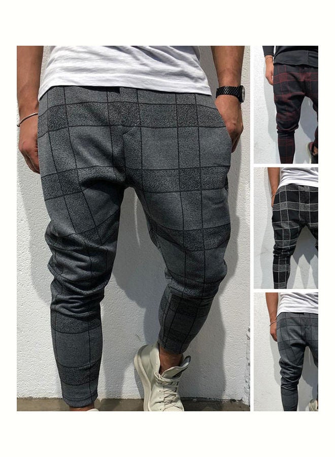 Fashion 3D Plaid Print Pocket Trousers Pencil Pants Casual Sports Gym Wear multicolour  - Image 4