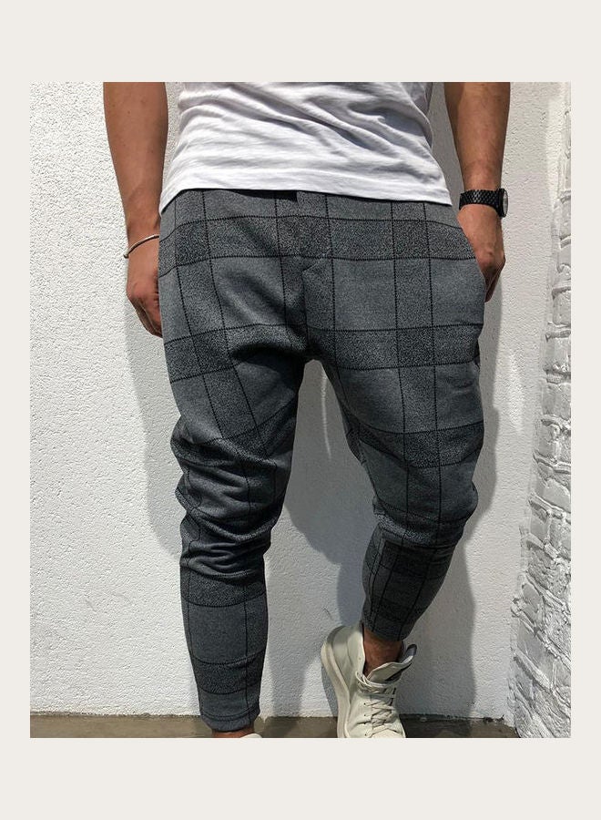 Fashion 3D Plaid Print Pocket Trousers Pencil Pants Casual Sports Gym Wear multicolour  - Image 5