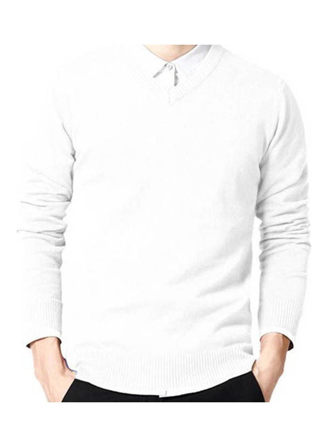 Solid Knitwear Sweater White  - Image 1